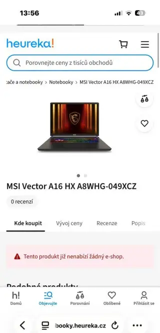 herní notebook MSI Vector A16 HX