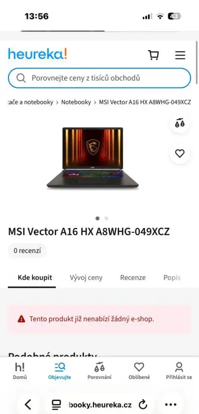 herní notebook MSI Vector A16 HX