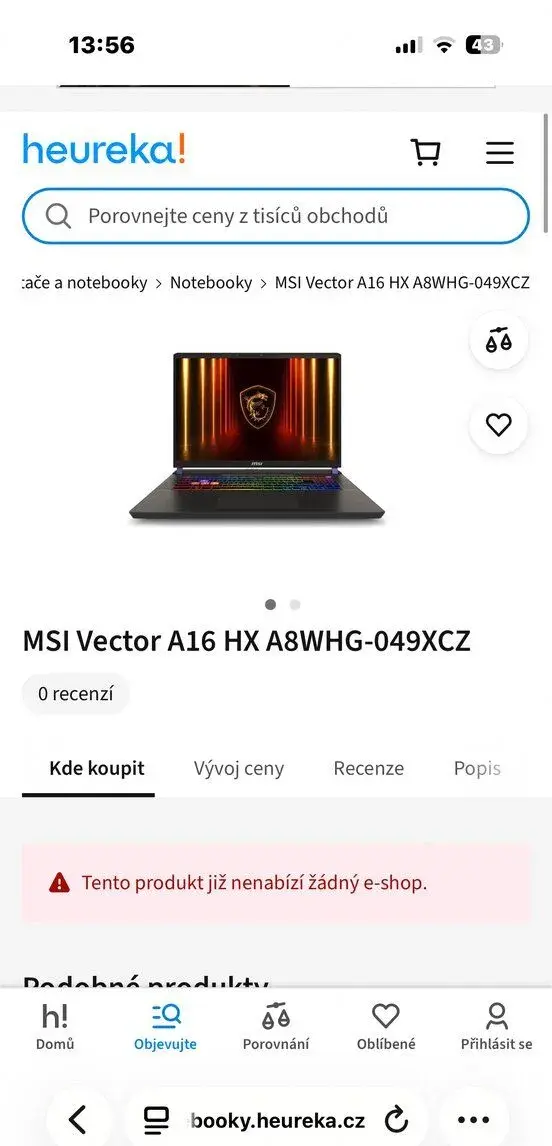 herní notebook MSI Vector A16 HX