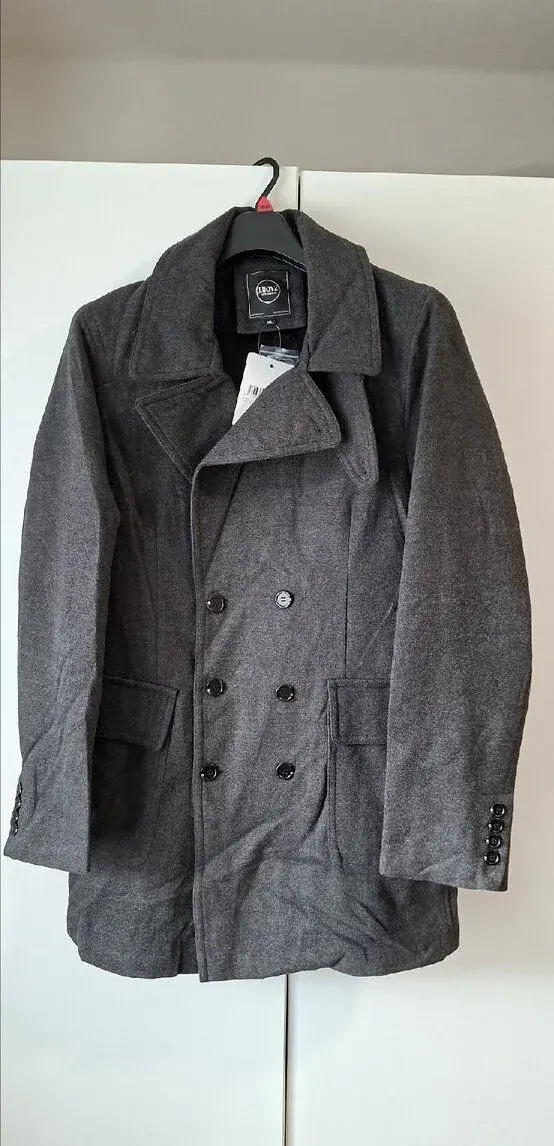 2x Akce Pánský nový kabát šedý velikost 1x M a 1x XL