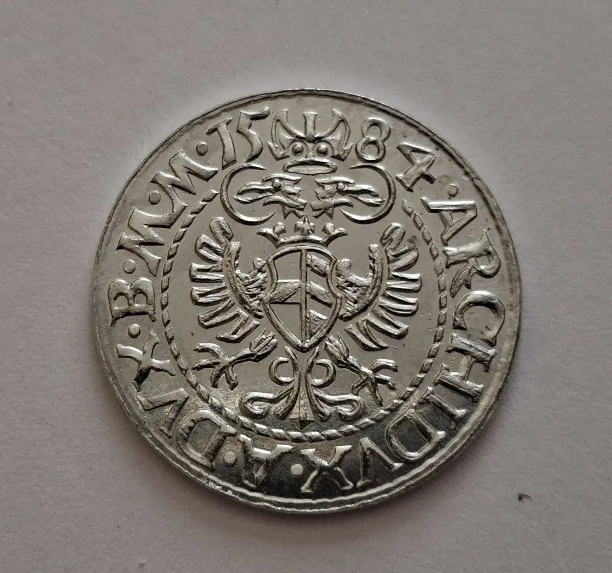 Bílý groš 1584 České království Rudolf II Habsburský replika