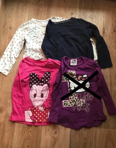 4x triko (2x Disney). Velikost 110/116