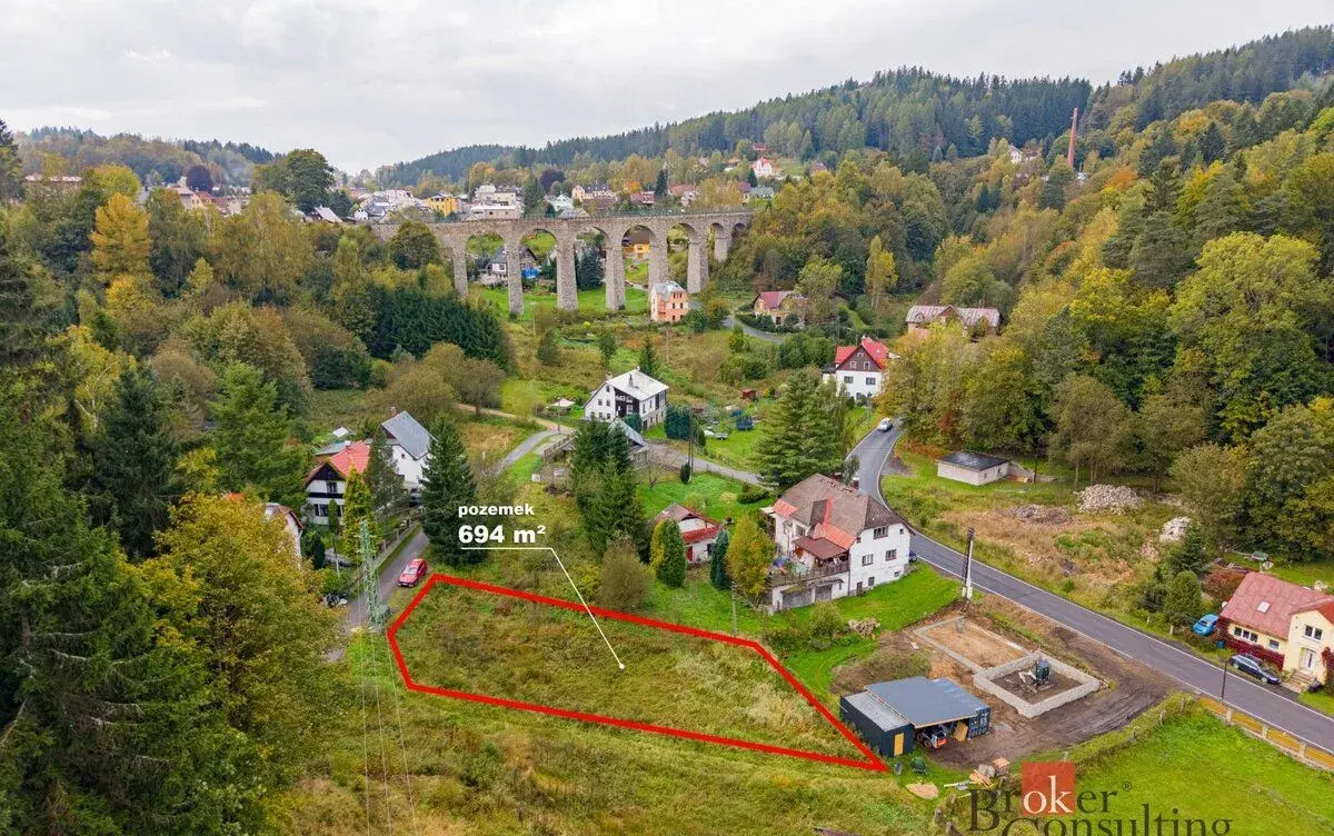 Prodej, pozemky/bydlení, 694 m2, Údolní 970, 46851 Smržovka,