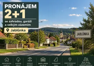 Pronájem 2+1 se zahradou, garáží a velkým zázemím- Jablůnka