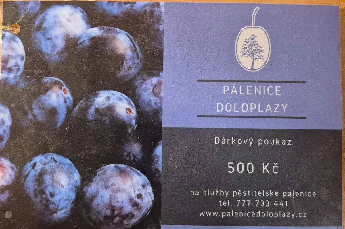Pálenice Doloplazy u Nezamyslic - dárkový poukaz 500