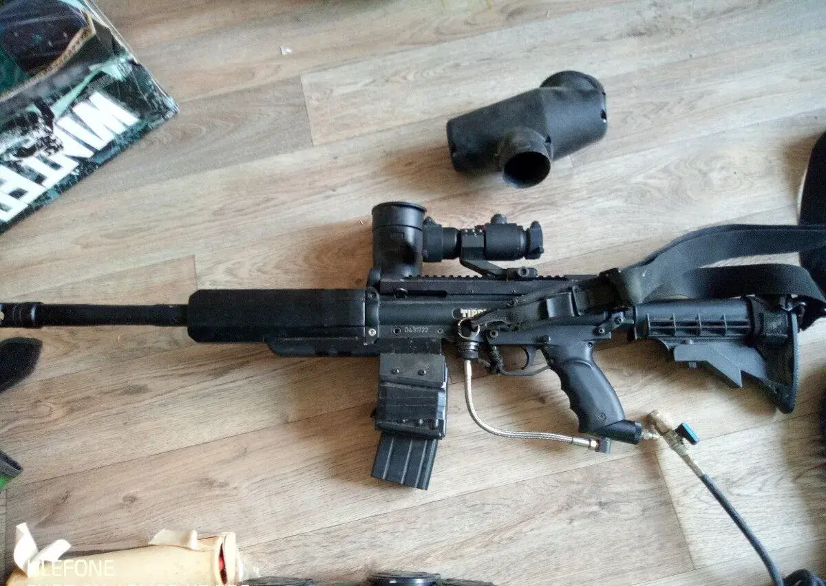 Tippmann A-5 tuning-Milsing hlaven,Aimpoint M2,lahev 3000PSI