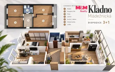 Prodej bytu 3+1, 71 m², Kladno, ul. Mládežnická