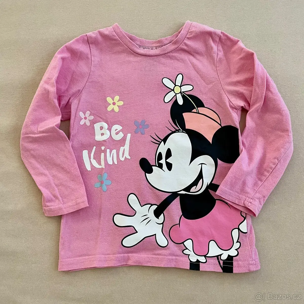 Růžové dívčí tričko s dlouhým rukávem Minnie Mouse vel. 98