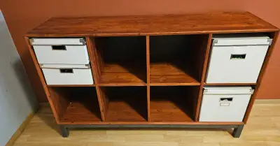 Knihovna / regál IKEA NORNÄS – masivní borovice, voskovaná