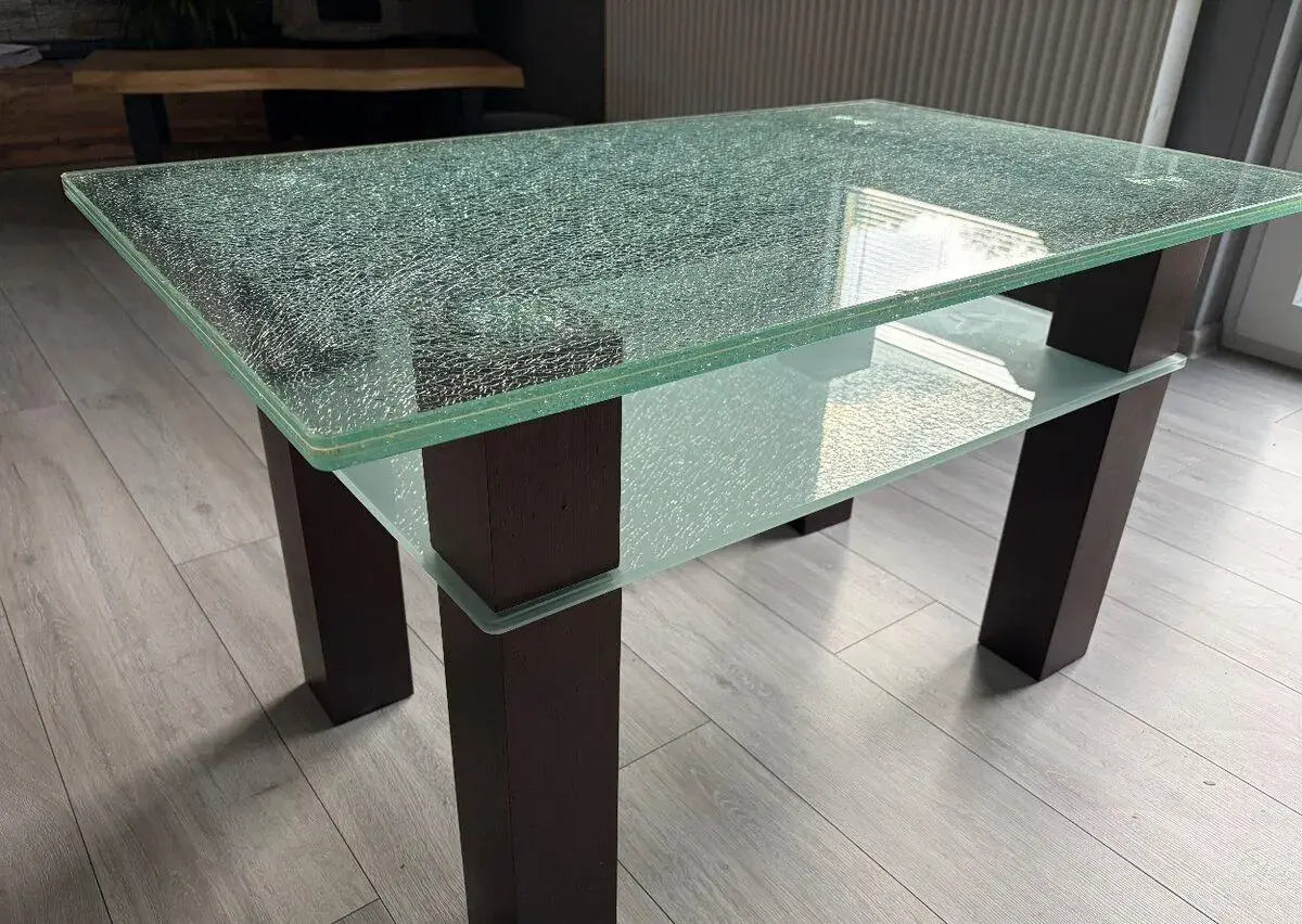 Konferenční stůl exclusiv roztříštěné sklo 100x60x56cm