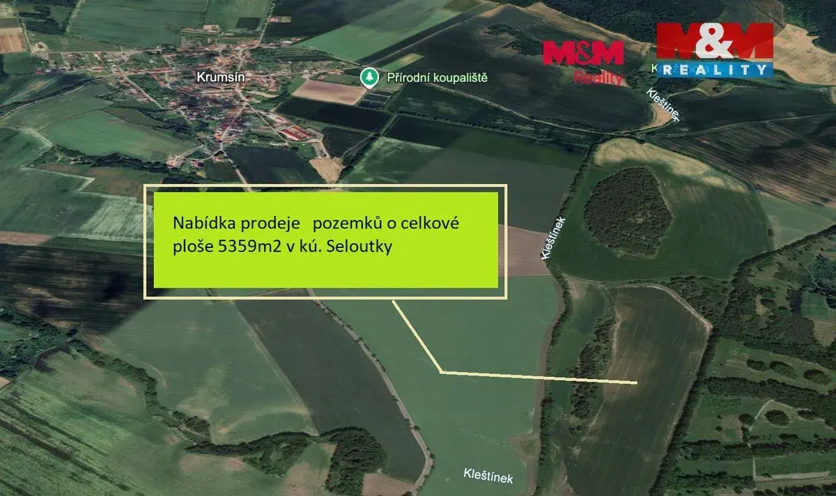 Prodej pole, 5359 m², Seloutky