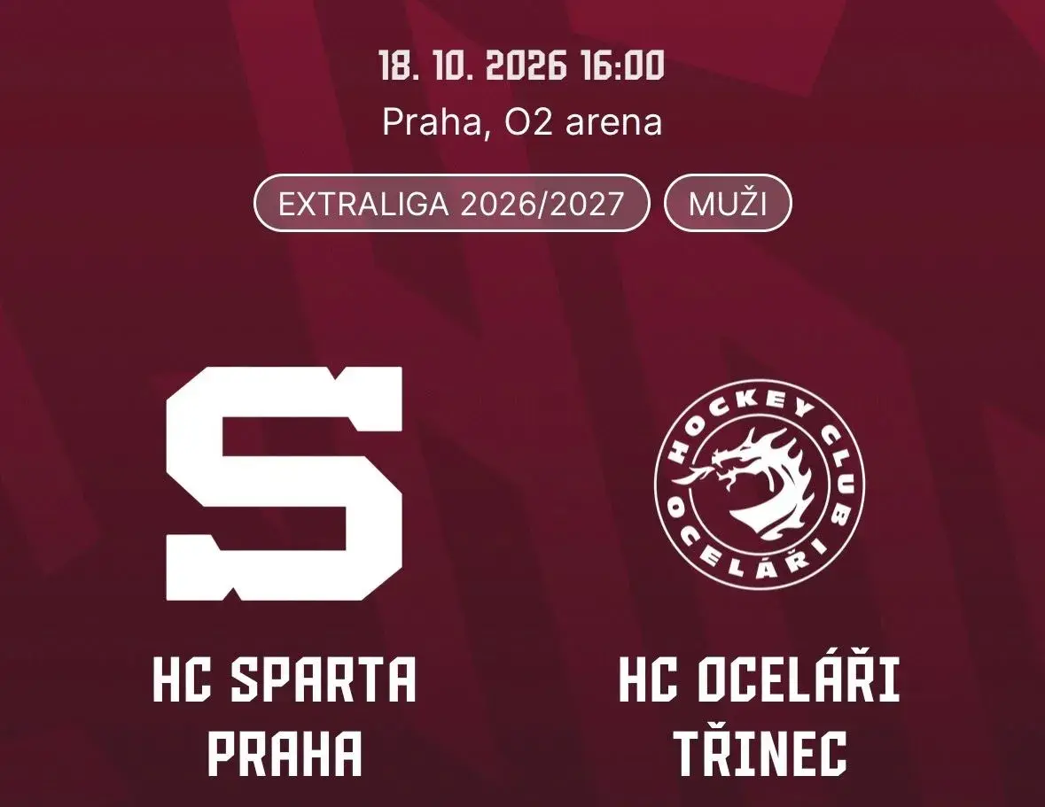HC Sparta Praha - HC Oceláři Třinec 18.10. 2x vstupenka
