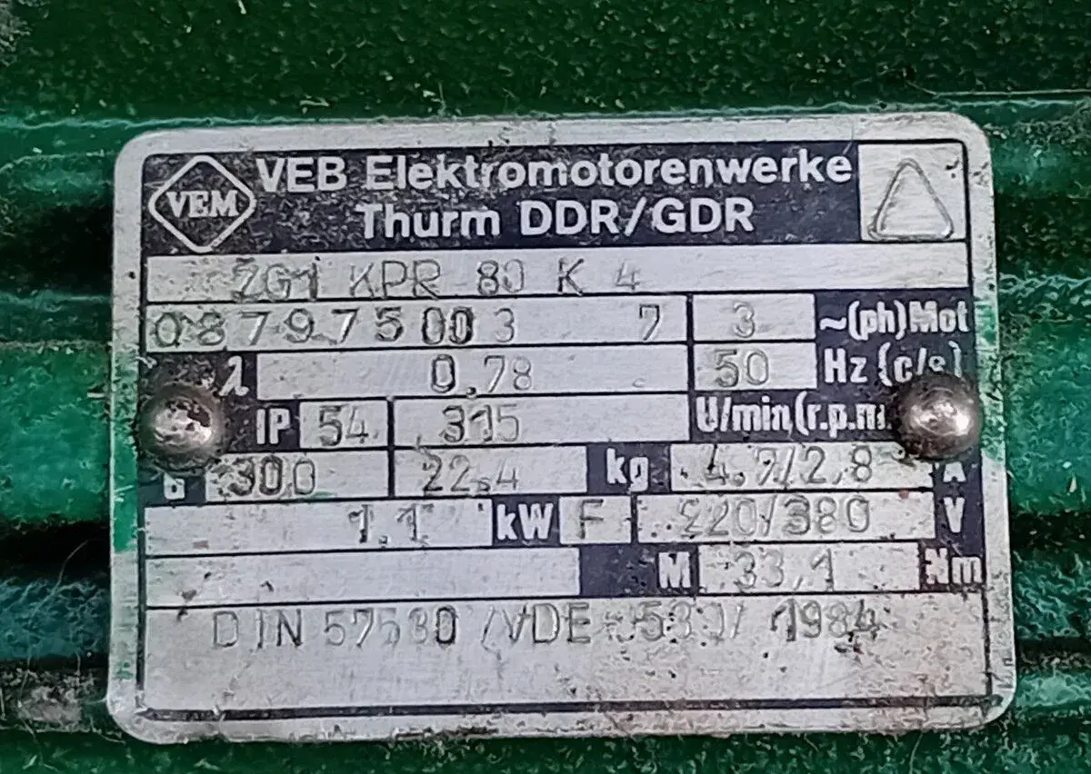 El.motor s vadnou převodovkou 1,1 kw 3f