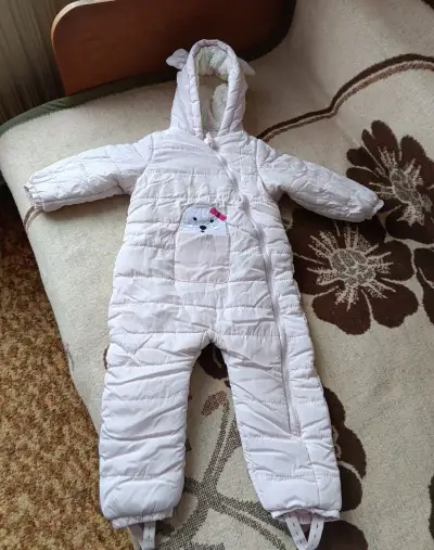 Zimní kojenecká kombinéza 98 cm – světle růžová, zateplená