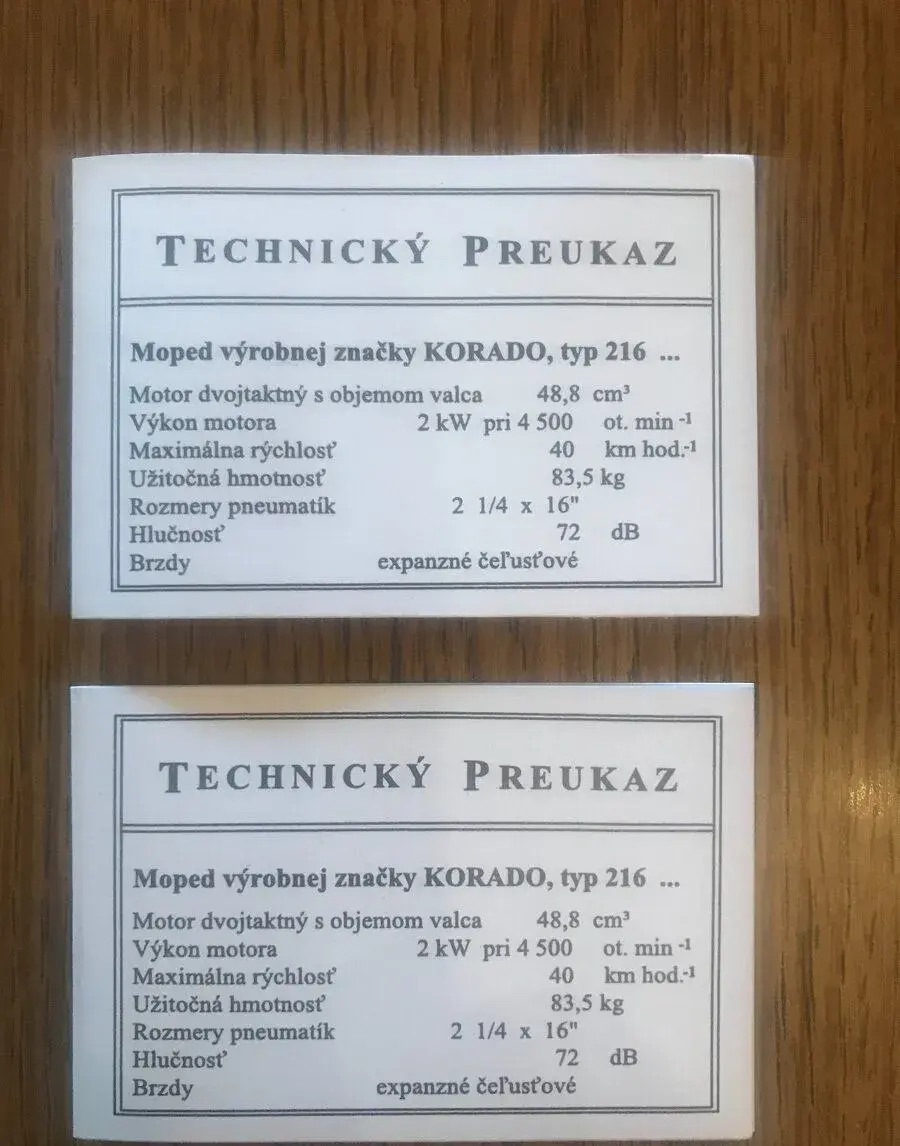 Karticku na KORADO typ 216