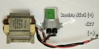 Náhradní VN zdroj mikrovlnky. VR,Rudník,TU. DoBalíkovny93Kč.