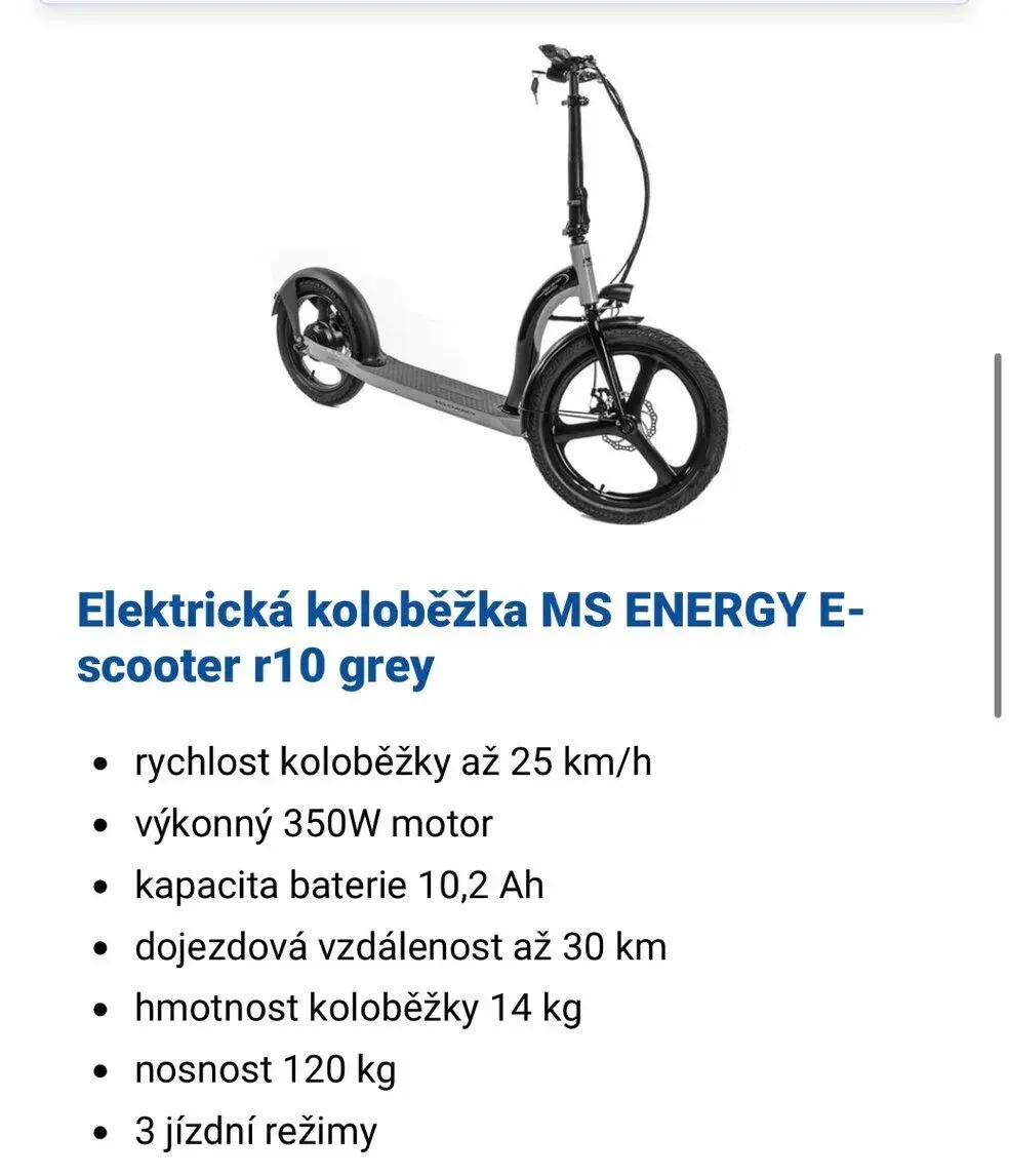 Elektro scooter/koloběžka MS Energy R10