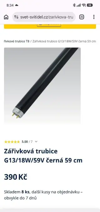 UV Zářivková trubice G13/18W/59V černá 59 cm