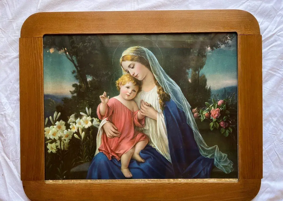 Starožitný obraz Madona s dítětem ( Lilien - Madonna ) v pův