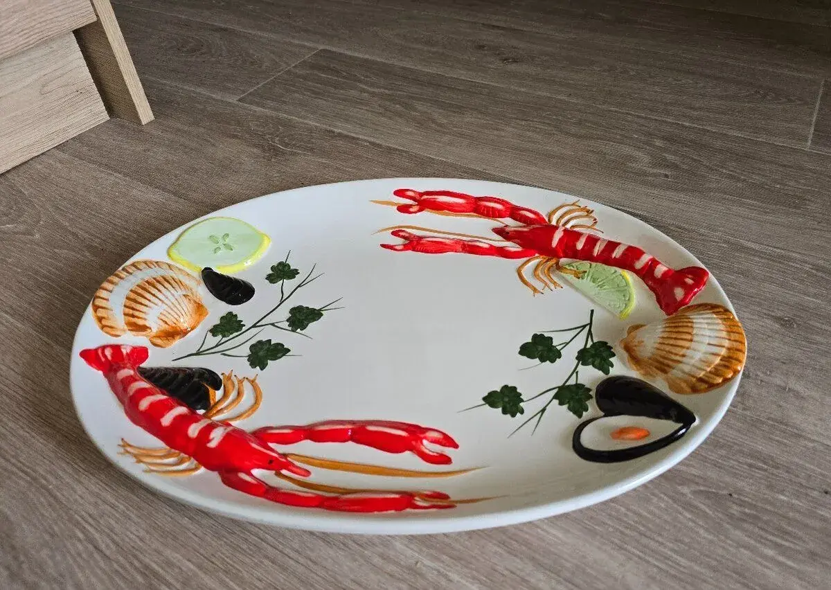 Nový Vintage italský keramický podnos na mořské plody