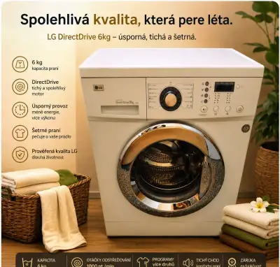 🧺 PRAČKA LG F1222ND, A+, 6 KG / 1000 Ot/ min.