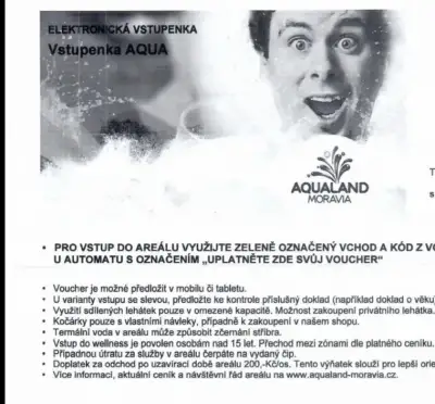 Vstupenka do Aqualand Moravia