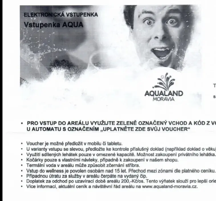 Vstupenka do Aqualand Moravia