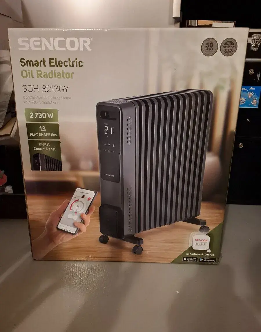 Olejový radiátor SENCOR SOH 8213GY - 2730 W, Wi-Fi (nový)
