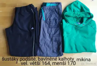Dětské podšité šusťáky,bavlněné kalhoty,mikina vel.164-170