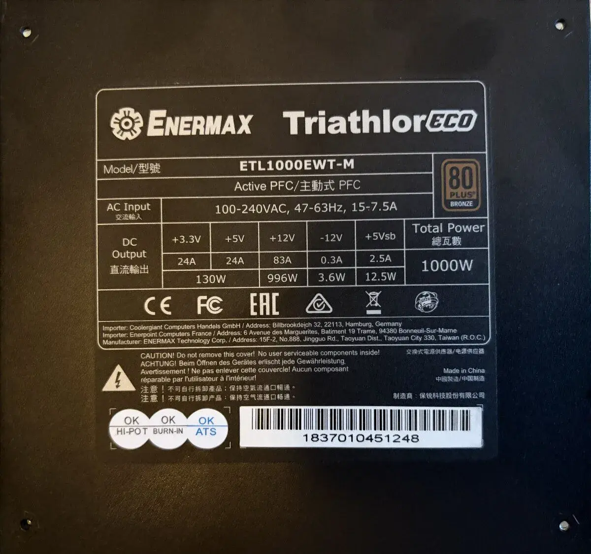 Enermax Triathlor ECO 1000W (ETL1000EWT-M)