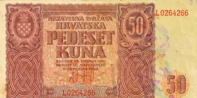 Vzácná bankovka 50 Kuna 1941