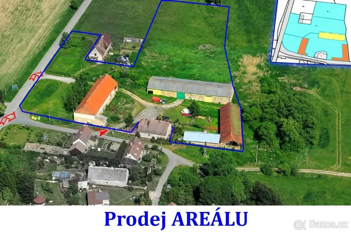 Prodej areálu (sklad, výroba, chov) poblíž Boru u Tachova