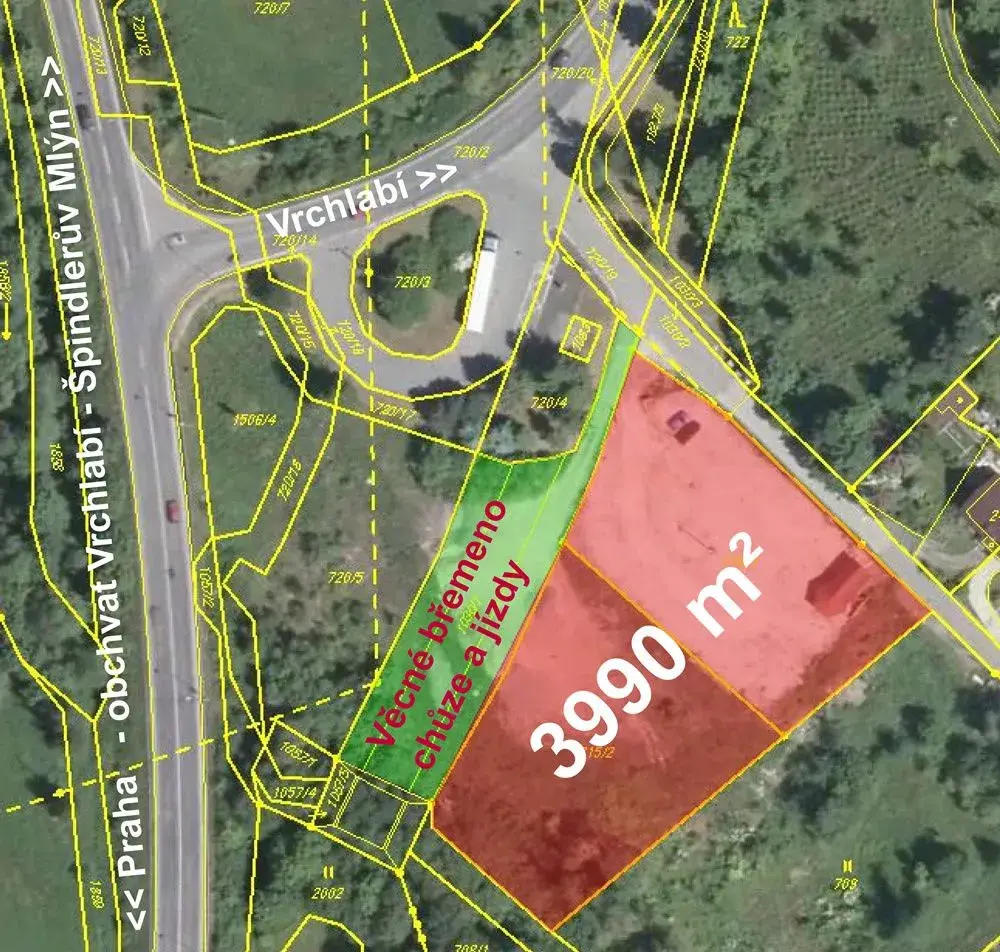 Pronájem komerčního pozemku ve Vrchlabí 4000m2 7,-/m2
