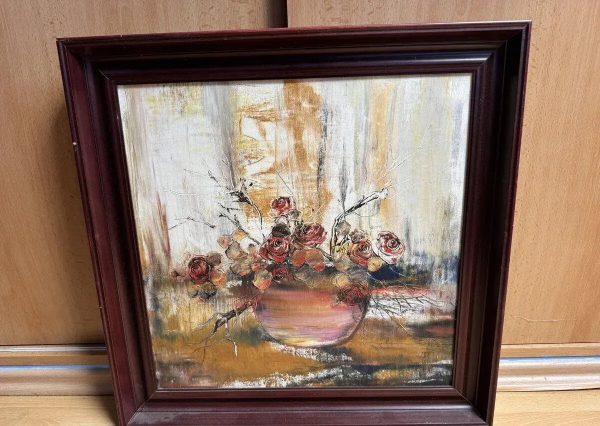 Obraz - Josef Žoch – Rudé růže, olej, 45 × 45 cm