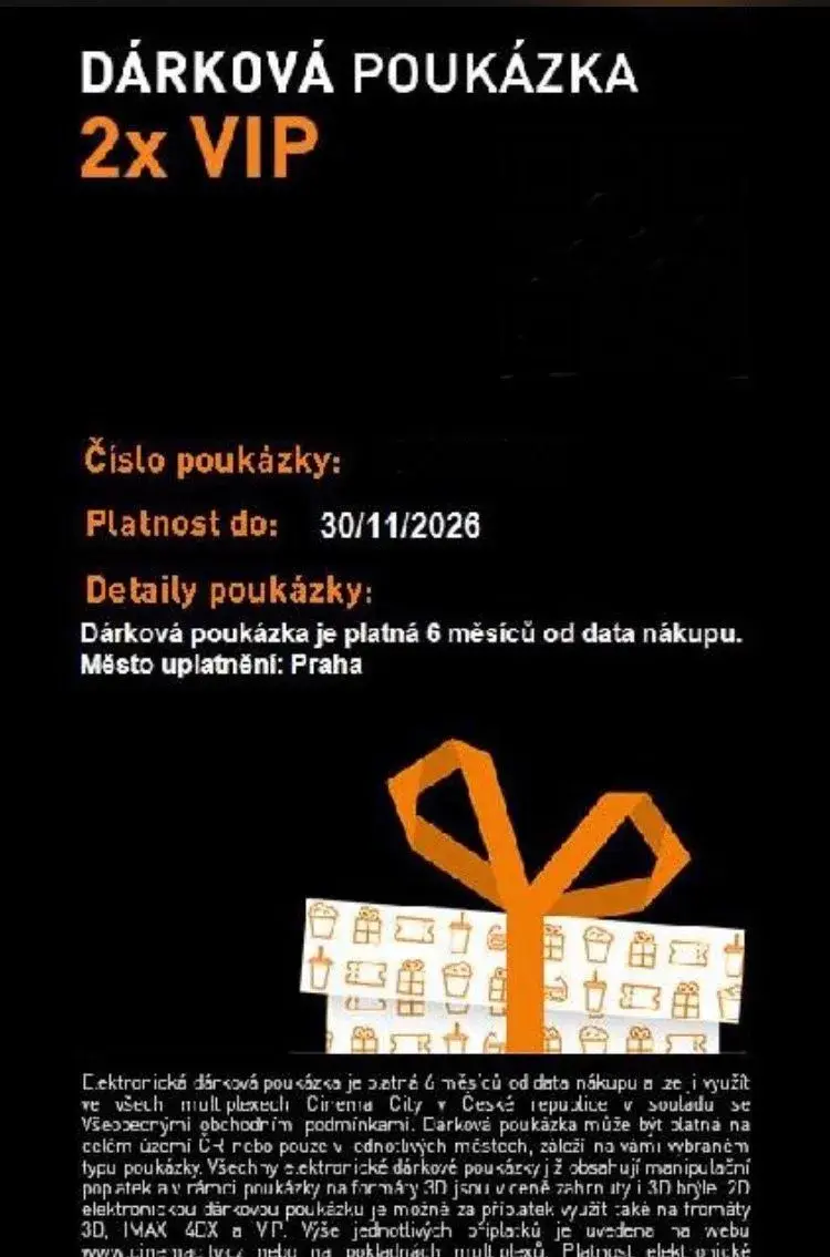 2x VIP poukázka- cinema city