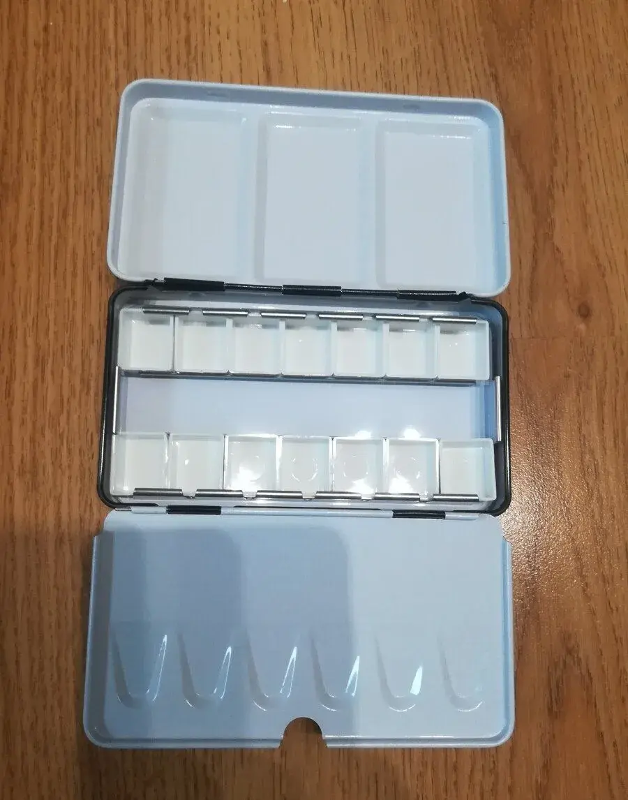 Plechová paleta na vodové barvy - 14 pánviček