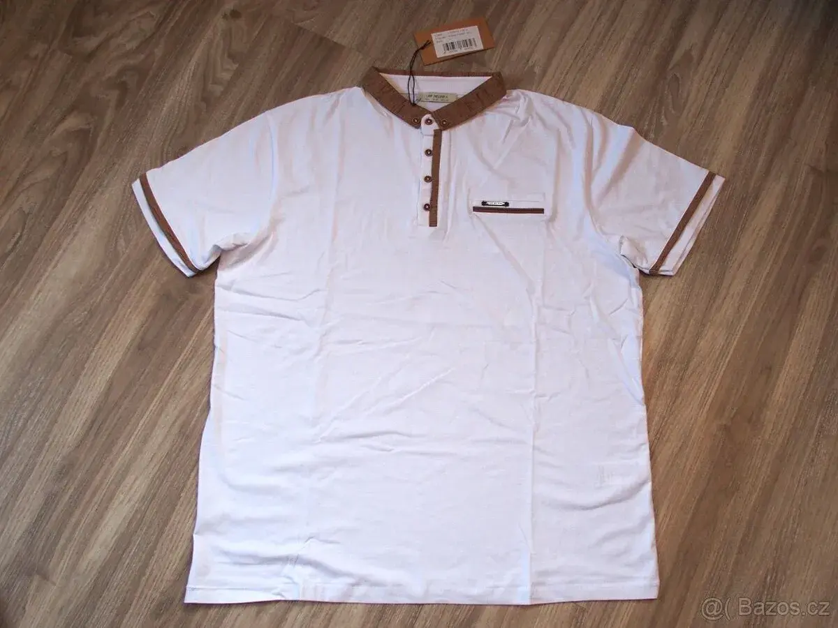 Leif Nelson pánské bílé polo triko Slim Fit vel. L