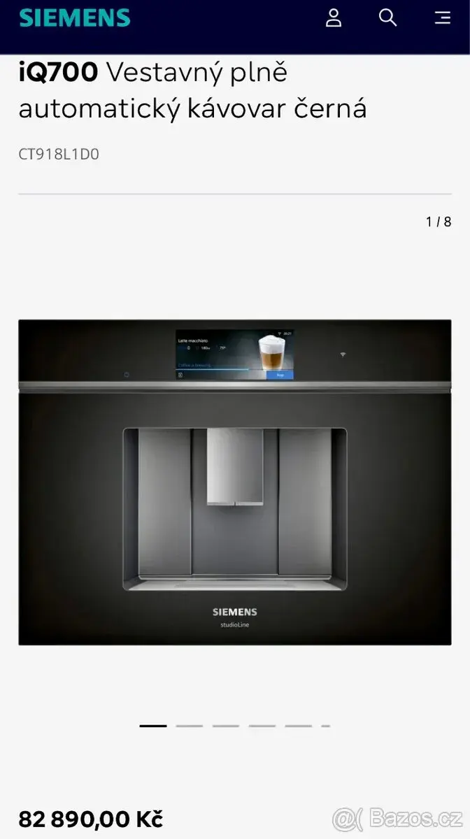 Nový vestavný kávovar SIEMENS STUDIOLINE s připojením vody