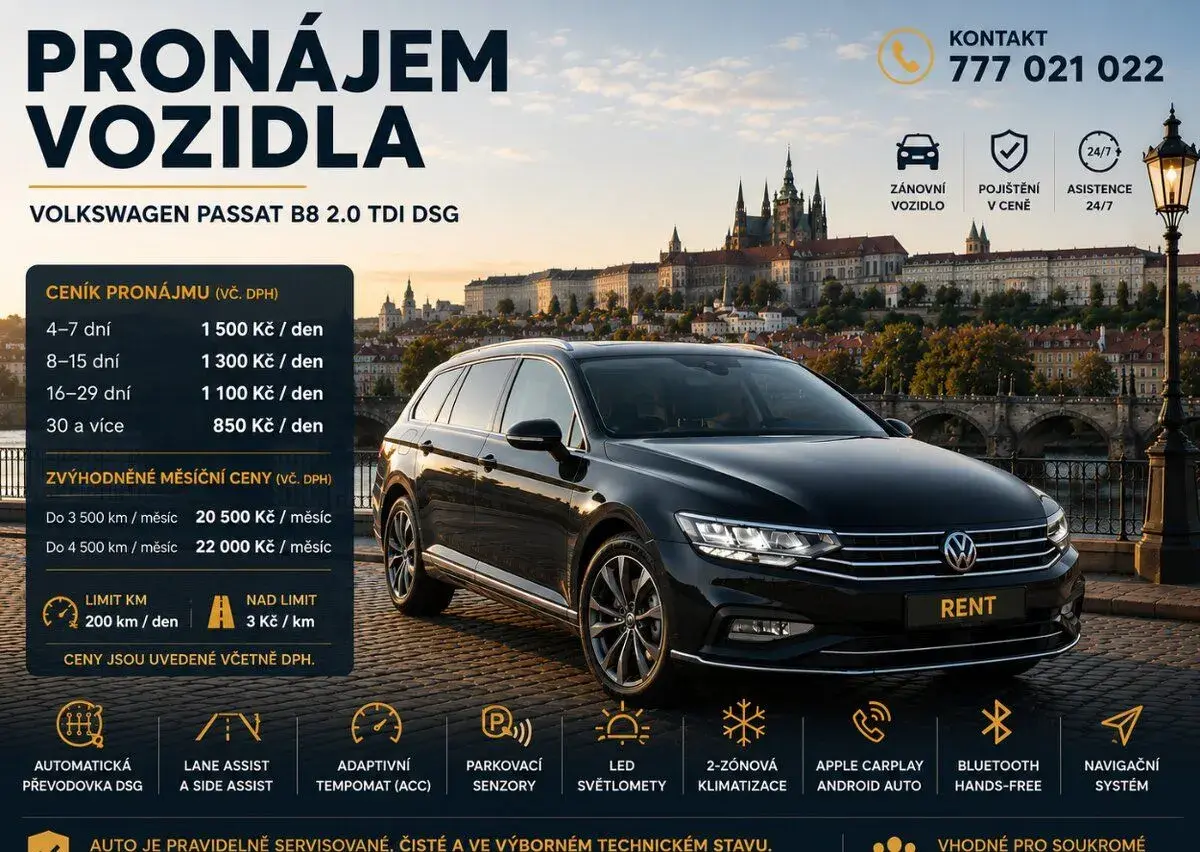 Vw Passat B8 Automatická převodovka pronájem