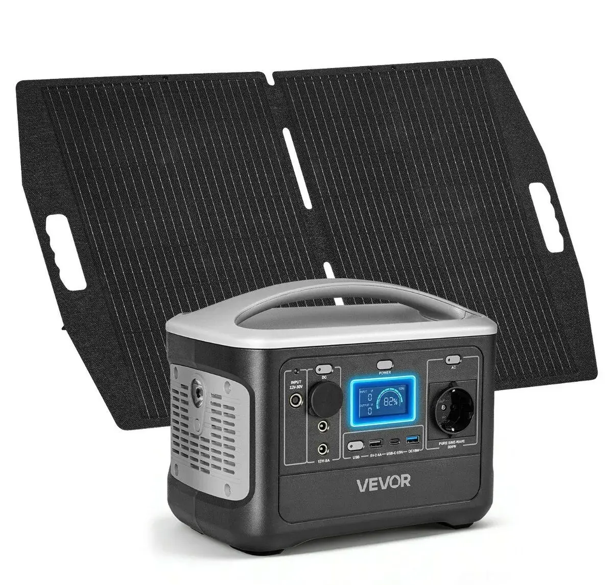 Solární sada s nabíjecí stanicí Vevor 600W/LiFePO4 493Wh