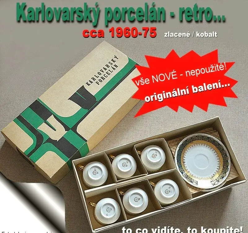 Retro čaj./káv. servis souprava zlacená, zn. MZ Stará Role