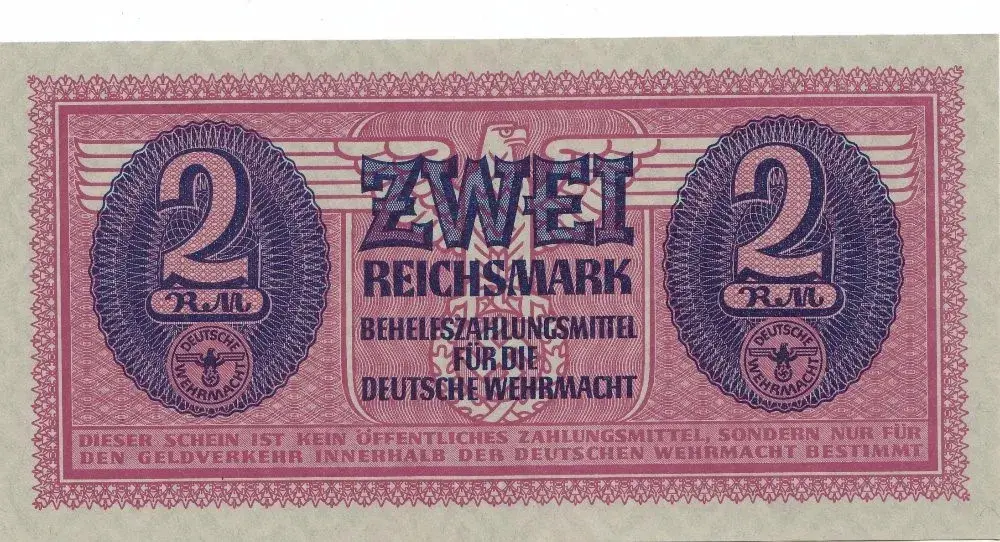 Originální platidlo vojáků Wehrmachtu 2 Reichsmark 1942