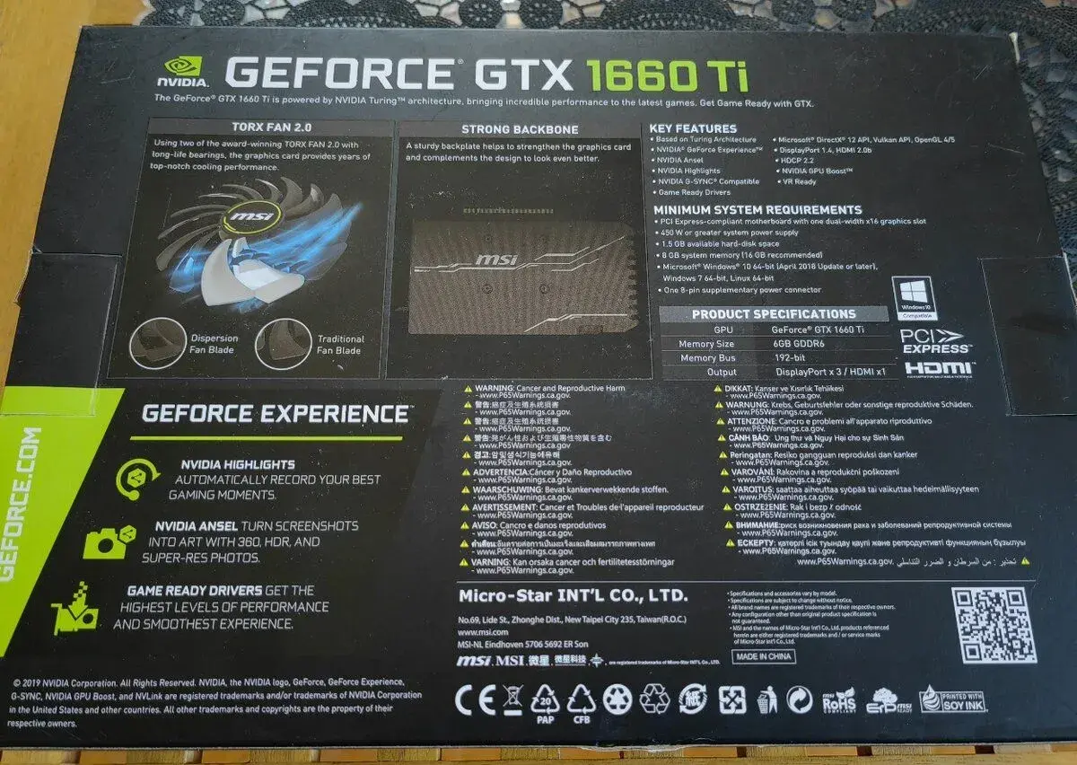 MSI GeForce GTX 1660 Ti VENTUS XS 6G OC