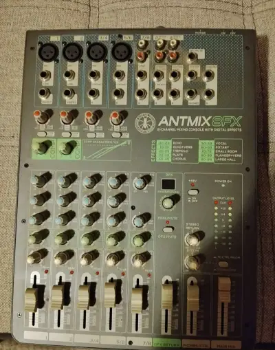 Mixážní pult ANTMIX 8FX – 8 kanálů, digitální efekty, komple
