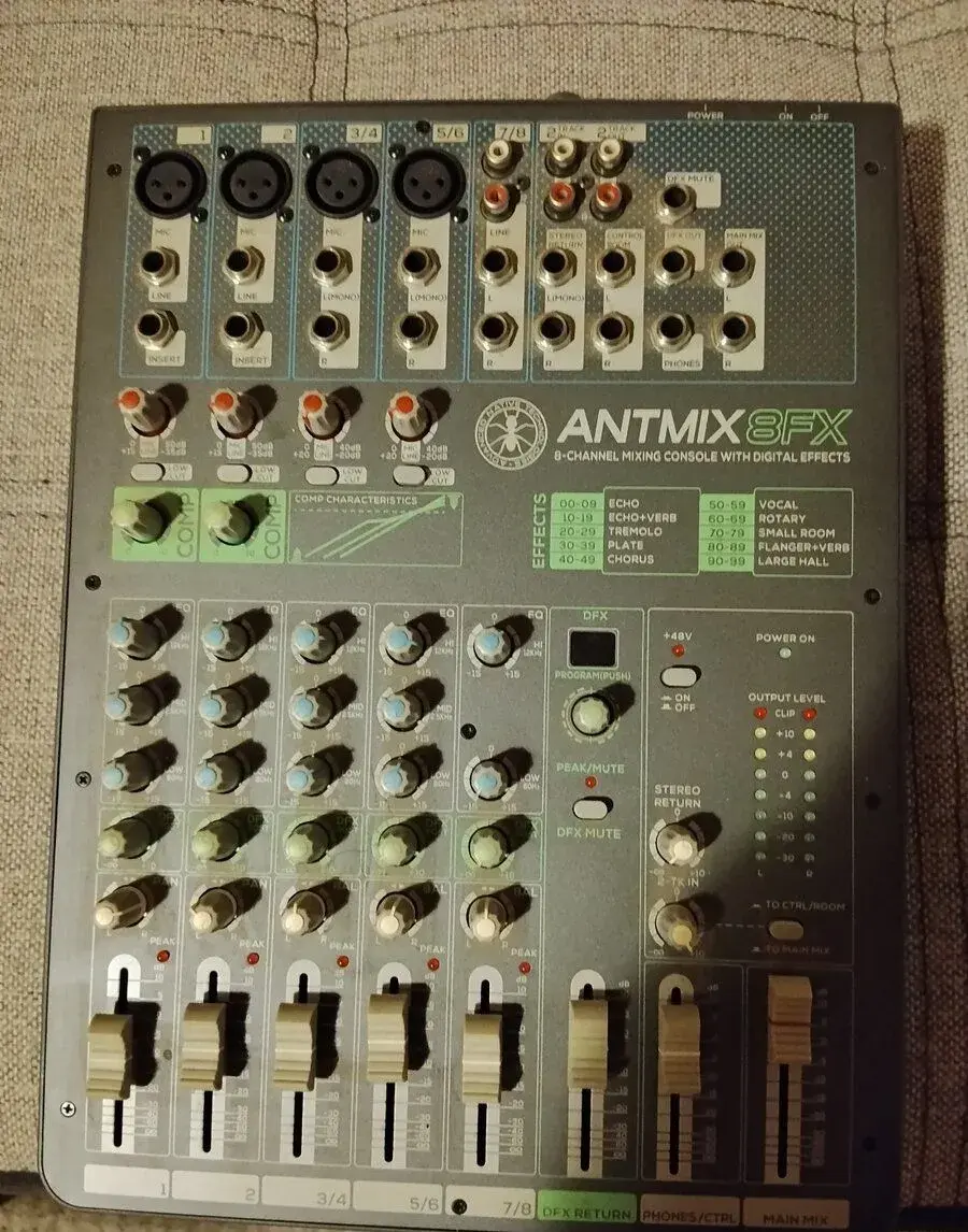 Mixážní pult ANTMIX 8FX – 8 kanálů, digitální efekty, komple