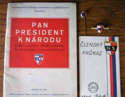 NÁRODNÍ SOURUČENSTVÍ kniha průkaz odznaky