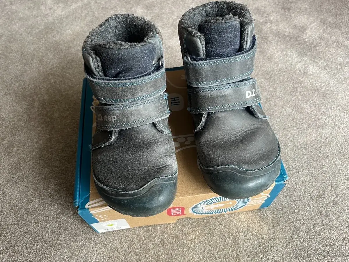 Dětské zimní kožené barefoot boty D.D.Step,vel. 29