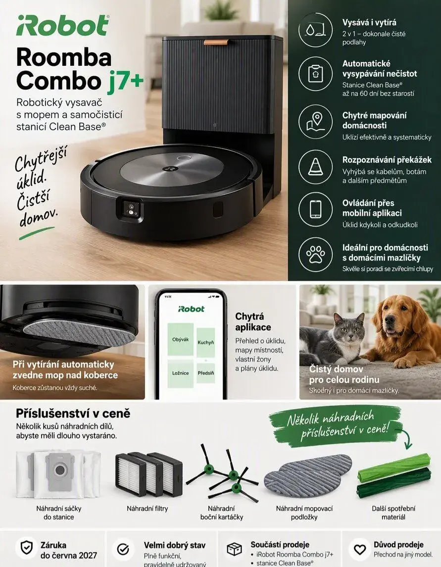 Robotický vysavač iRobot Roomba Combo j7+ vysavač a mop