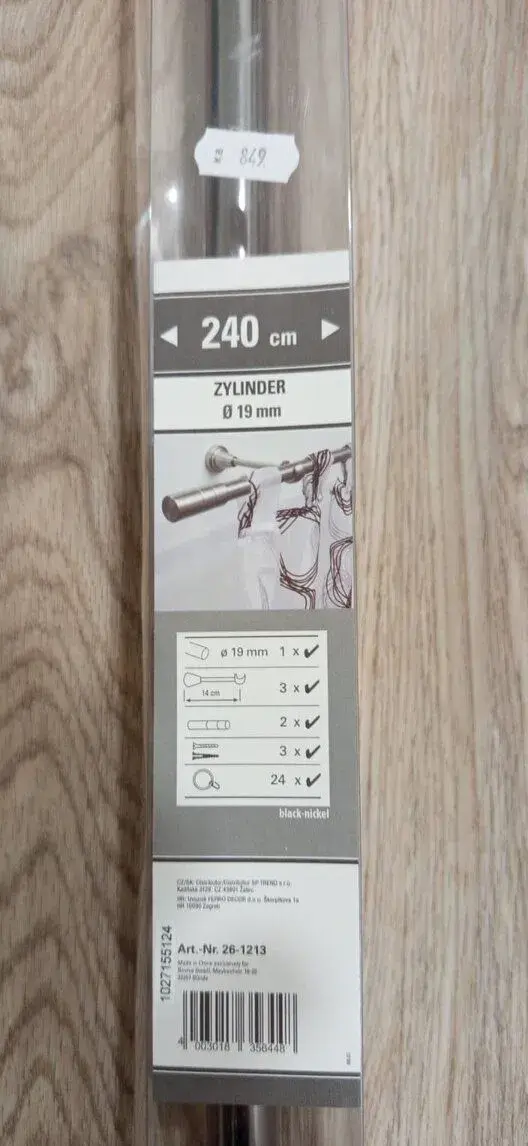 Garnýž kovová 240 cm jednořadá 19 Cylinder satina