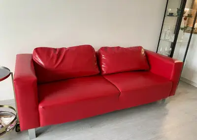 Čevená koženková sedačka: 180x75x60